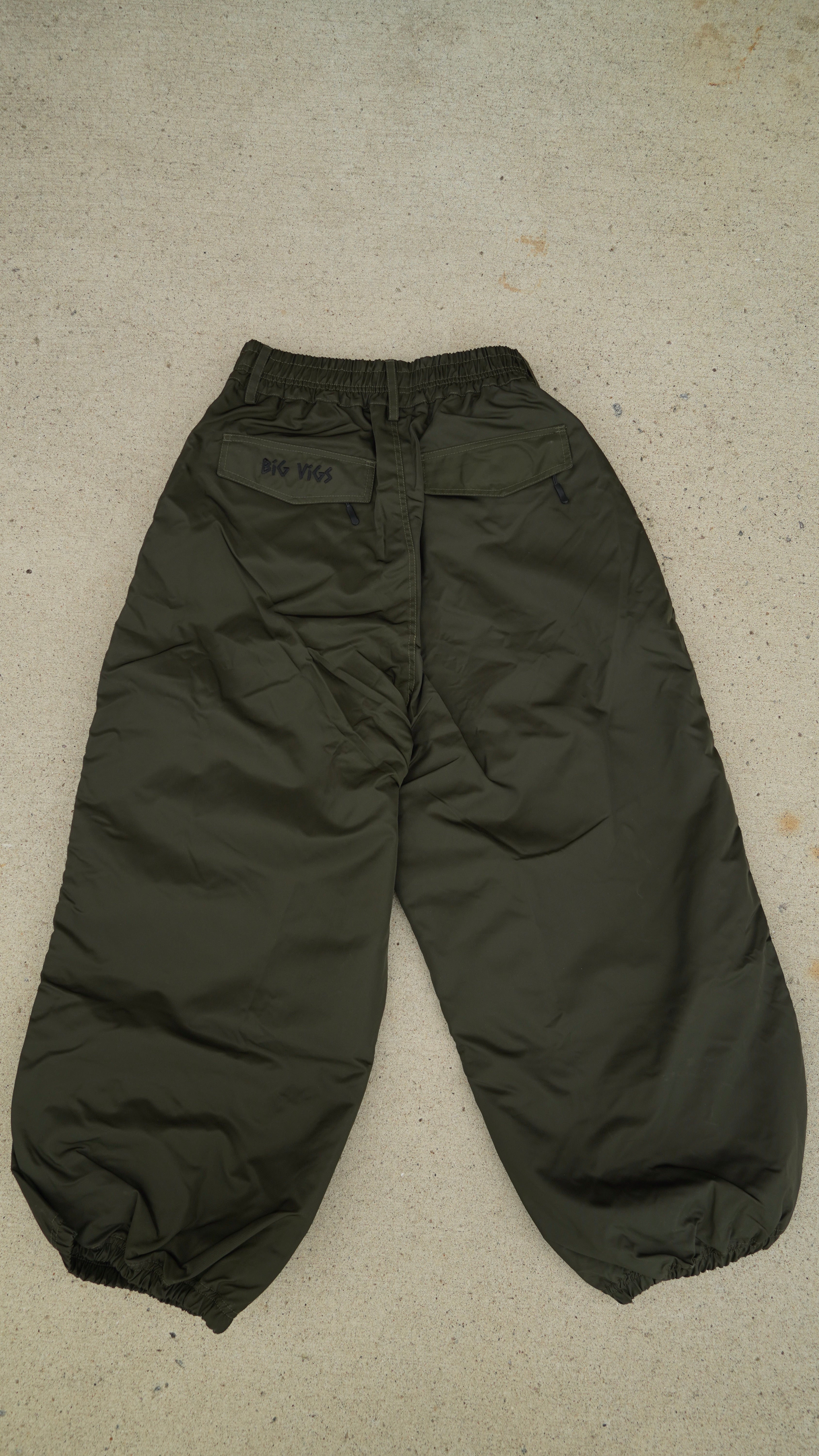 Olive No Cargo Baggy Snowpants